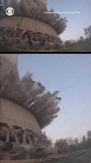 Tennessee nuclear cooling tower crashes down in controlled implosion #shorts