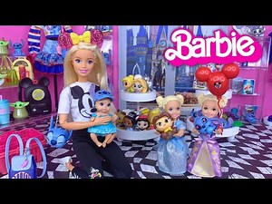 Barbie & Ken Doll Family Vacation - Disney Store Shopping and Park Routine