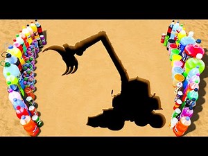 Giant Toothpaste Eruption from Excavator, Big Orbeez, Popular Sodas, Fanta, Coca Cola and Mentos