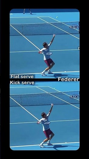 Federer Kick vs Flat Serve 👇Breakdown:AL1- Toss: On The kick Serve, Federer #tennis #sorts #video.!