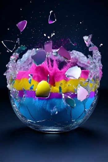 Glass Sphere Shatters into Neon Sand Explosion 💥✨ Satisfying 4K Slow Motion