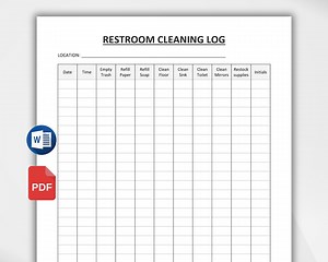 Printable Restroom Cleaning Log. Cleaning Checklist. Business Bathroom Cleaning Chart for Offices, Hotels, Restaurants. PDF, Editable Word. - Etsy