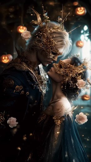 Love, laced in midnight 🖤🎭✨ This is AI - made by @midjourney @hailuoai_official and Astra @topazlabs ✨ #midjourneyart #hailuoai #halloween #ethereal #masquerade #aiart | Luisa