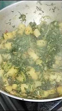 Traditional Raiyo ko Sag with squash roots and garlic leaf#cooking