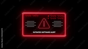 outdated software alert Alert. Warning security breach computer hacking warning message hacked Warning symbol on the screen privacy protection data hacking malware virus Danger sign.4k video
