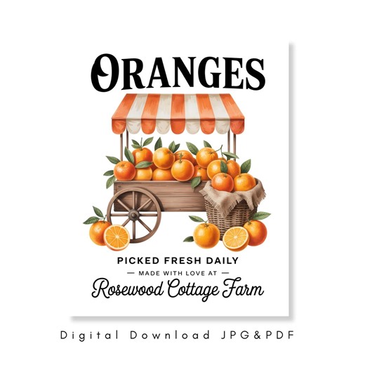 Orange Market Sign Printable Vintage Fruit Stand Decor Citrus Kitchen Wall Art Farmhouse Summer Produce Cart Digital Download Poster - Etsy