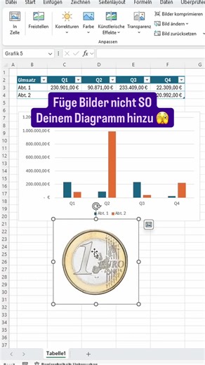 Bilder in Diagramme einfügen mit diesem Excel Trick 💚👀