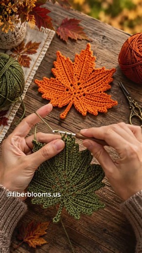 Wait… this maple leaf is actually CROCHET?! 🍁🧶👀