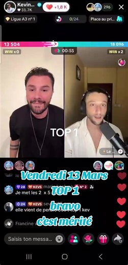 VENDREDI 13 MARS 2026 TOP 1 💪💪💪🫶, Un moment pur et dur , enfin tu y es tu peux etre fièr de toi .... Souviens-toi que les grandes choses prennent du temps. Sois patient et persévérant. Et tu l'as fait .... Bravo à toi aussi @nils_off pour ton mode auto sur le #tiktokunivers 🤣🤣🤦‍♀️@KevinGuedj Tu es le meilleur....❤️❤️❤️ Et le bouquet final avec la@LA PIRAT’AGENCY 🏴‍☠️ 🤪