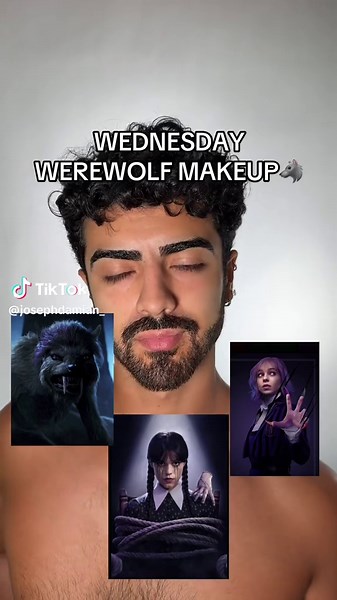 Wednesday werewolf makeup🐺 #wednesdaynetflix #wednesday #halloween #halloweencostume #werewolfmakeup