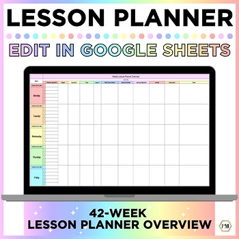 Lesson Plan Template Editable, Weekly Lesson Plan Compatible with Google Sheets