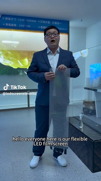 Indoor Flexible LED Film Display: Redefine Your Space! Transform any glass surface into vibrant digital canvas with ultra-thin, flexible LED film screen! Designed for effortless installation, simply attach it to windows, walls, or curved surfaces—no complex setup required. Lightweight, bendable, and foldable, it adapts to unique layouts for creative indoor branding, retail displays, or events. Control content wirelessly via smartphone or computer, uploading videos, images, or animations instantl