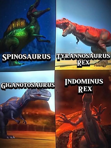 Spinosaurus vs Tyrannosaurus Rex vs Giganotosaurus vs Indominus Rex #pong1977 #edit #fyp