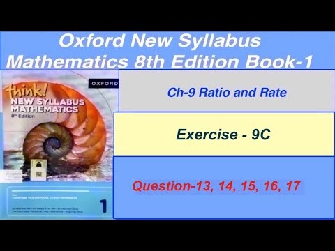 Exercise 9C Question -13,14,15,16,17 Think New Syllabus Oxford Mathematics 8th edition Book 1| D1