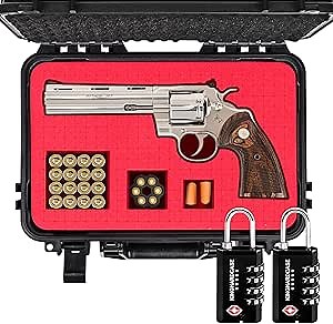 TSA Lockable Hard Revolver Case with 2 TSA Locks, Waterproof & Shock Proof TSA Approved - Gun Case for Revolver Case