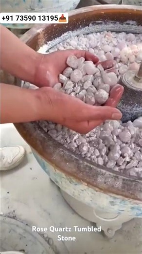 Rose Quartz Tumbled stones being polished in machine😍 #rosequartz #crystals #ytshorts #shorts