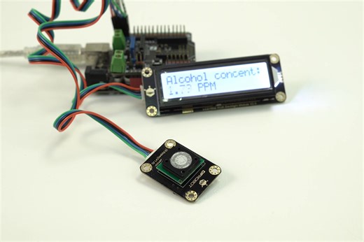 This is an Arduino compatible alcohol sensor module from DFRobot with a 0-5ppm measuring range, supporting I2C and UART outputs. Aiming at fast and accurate detection of alcohol gas concentration in the air, the sensor is well applicable to the small alcohol concentration measurement in the breathalyzer, smart vehicle, and so on. | MLAB