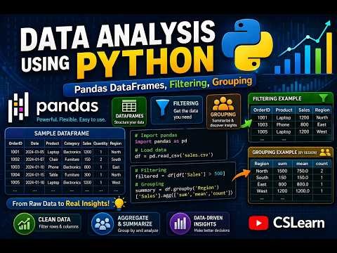 Data Analysis using Python (Pandas DataFrames, Filtering & Grouping) | CSLearn