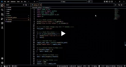 #python #dsp #signalprocessing #scipy #audioprocessing #bca #machinelearning | Bhavesh Chhipa