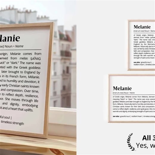 Melanie Name Meaning Print | Personalized Gift | Nursery Wall Art | Instant Digital Download - Etsy