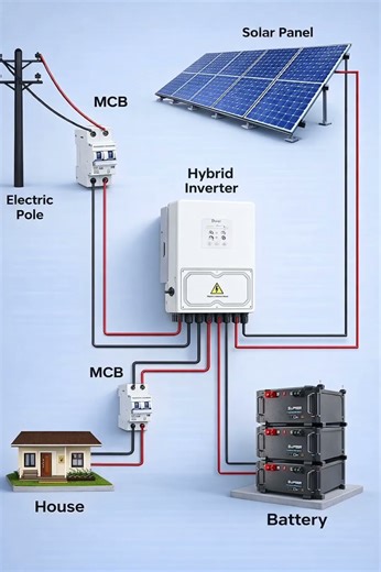 Hybrid Solar System Wiring Diagram | 3D Model Explanation