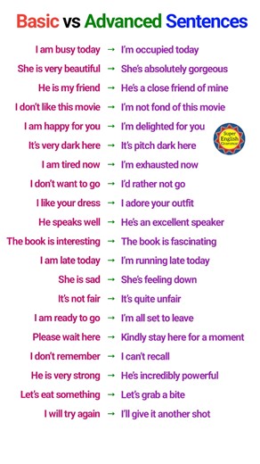 Basic vs Advanced Sentences #English | Super English Grammar