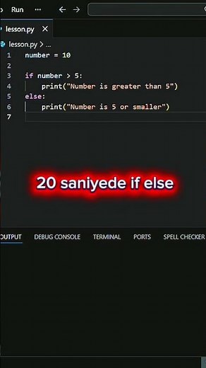 20 Saniyede Python If Else Mantığı #python#ifelse#yazılım#kodlama#programlama#pythonöğreniyorum