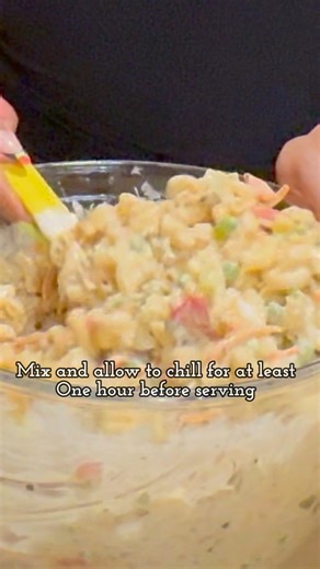 The Best Macaroni Salad recipe Southern Macaroni Salad Prepare Toona (optional) 2 cans vegan tuna or 1 can chick peas smashed 1 tsp shrimp and crab boil 1 tbsp vegan Worcestershire 1 tbsp nori Furikake 1 tsp-2 tsp just Magic seasoning Cooked elbow noodles in vegan chicken broth 1 tbsp olive oil 1 cup -2 cups plant based mayo 1/2 cup sweet relish 1 tbsp yellow mustard 1 cup shredded carrots 1 cup thawed peas 1/2 tsp black pepper 1/2 celery 3/4 cup red bell pepper 1/2 cup red onion 1/3 dry ranch p