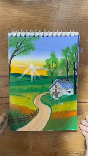 Easy day light scenery painting #art #painting #acrylicscenery #drawing #shorts