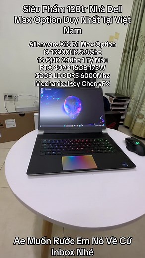 Dell Alienware X16 R1 New OpenBox Max Option 16 QHD Plus 240hz 1 Tỷ Màu 100% DCI-P3 i9 13900HK 32GB LPDDR5 6000mhz RTX 4090 16GB 175W Bàn Phím Cơ Mechanical CherryFX Key SSD 1TB gen 4 7200Mhz #laptopgaming #laptop #creator #rtx #dellcomputer #alienware #Gaming #Dell #mechanicalkeyboard #sieupham #x16