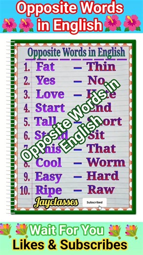Opposite Words in English || Opposite Words || Antonyms🤔#oppositewords #shorts #antonyms #ytshorts
