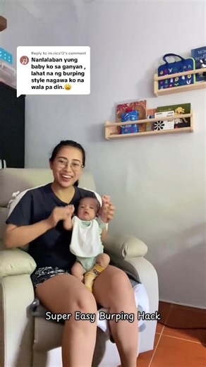Replying to @im.rics12 mommy, try mo tomg burping hack na to, mas madali! Ingat lang palagi and be gentle kay baby. Back taps can also be combined with back rubs. Naeenjoy ng baby ko yan kasi parang tummy time narin for him. ❤️ #burpingbaby #newborntips #babytips #motherhoodlife #gassybaby