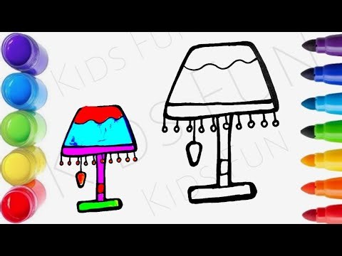 How To Draw Night Lamp Drawing, Painting & Coloring For Kids and Toddlers