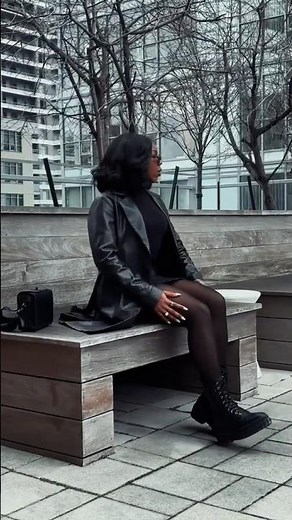All Black Winter Look: Leather & Combat Boots
