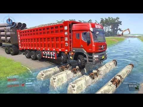Truck vs Extreme Broken Road with Speed Bumps - Spintires: Mudrunner Gameplay #mudrunner #spintires