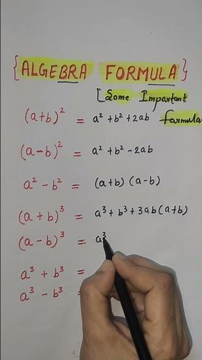 Algebraic Formulas 👀👀 #algebraformula #algebra #maths #mathstricks #fammathszone