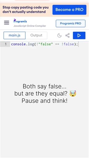 Unary ! operator can fool your brain 🤯#shorts#javascript#operators#coding#interviewquestions