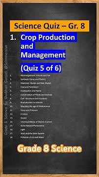 NCERT CBSE Class 8 Science - Chapter 1 Quiz 5: Crop Production and Management - Quiz/Question Answer