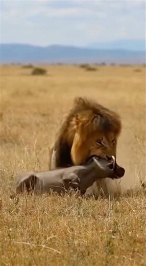 🐆 Lion Takes Down Gnu with Perfect Neck Bite