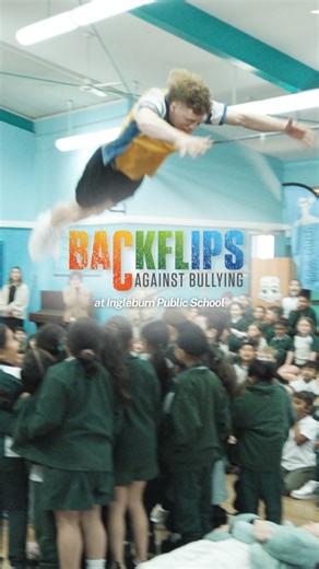 NSW Department of Education on Instagram: "An experience worth flipping out over - literally! 露 The crew from @backflipsagainstbullying brought the energy to Ingleburn Public for Bullying No Way Week, teaching students a lesson in kindness, with a backflip or two on the side.  Ingleburn Public School #LoveWhereYouLearn"