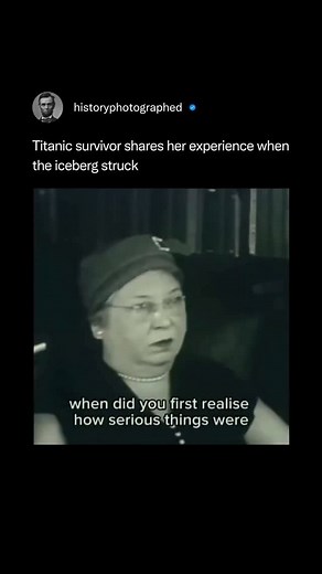 History Photographed on Instagram: "In 1956, Maude Louise Slocombe, a stewardess who survived the sinking of the Titanic, was interviewed by the BBC for its program First Hand. ⁠ ⁠ Her recollections provide a vivid account of the night of the disaster, 44 years earlier. ⁠ ⁠ During the broadcast, Slocombe recounted her initial disbelief, the professionalism of the crew, and her eventual rescue. ⁠ ⁠ Credit: @bbc_archive"