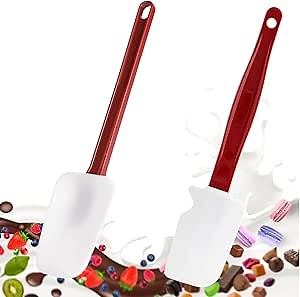 Amazon.com: 1 Silicone Rubber Scraper + 1 Silicone Rubber Spoonula, Heat Resistant Commercial Spatulas 16-Inch, Commercial Rubber Scraper + Commerical Rubber Spoonula for Backing, Butter Scooping & Spreading: Home & Kitchen