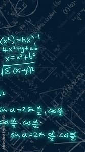 Animation of mathematical equations on black background