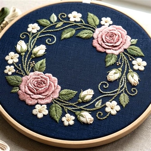 Vintage Rose Wreath Embroidery Pattern, Botanical Floral Hoop Art (digital Download) - Etsy