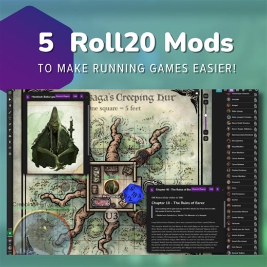 1.9K views · 26 reactions |  5 Mods on Roll20 to make running games easier! For even MORE mods, watch Nick Olivo's full video (you don't want to miss #9 and #10): https://hubs.li/Q02NkNyJ0 | Roll20 | Facebook