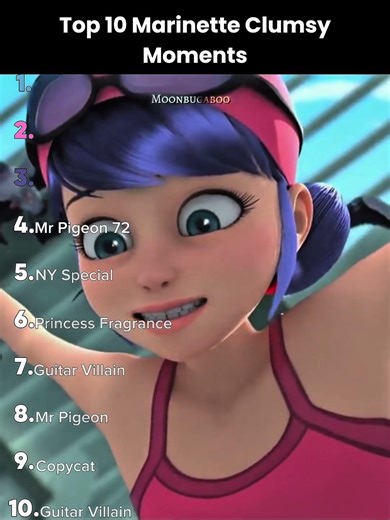 Top 10 Marinette Clumsy Moments Part2 #miraculousladybug #top10 #clumsy