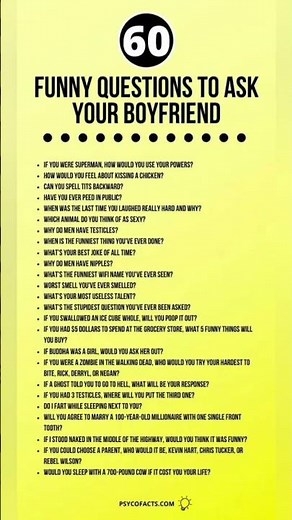 60 Funny Questions To Ask Your Boyfriend
