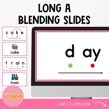 Long A Blending Slides, Phonics & Fluency - Vowel Teams & Long Vowel CVCe