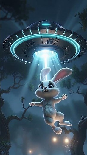 The Hare is Shocked: A Visit from Space #aianimation#rabbit#ufo#humor #fantasy #ai #aiart