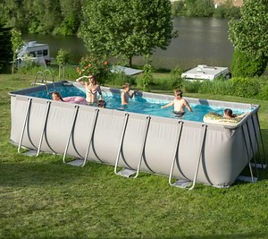 Summer Waves Elite Frame Pool | Aufstellpool rechteckig | Komplettset | Grau | 549x274x132 cm mygardenhome